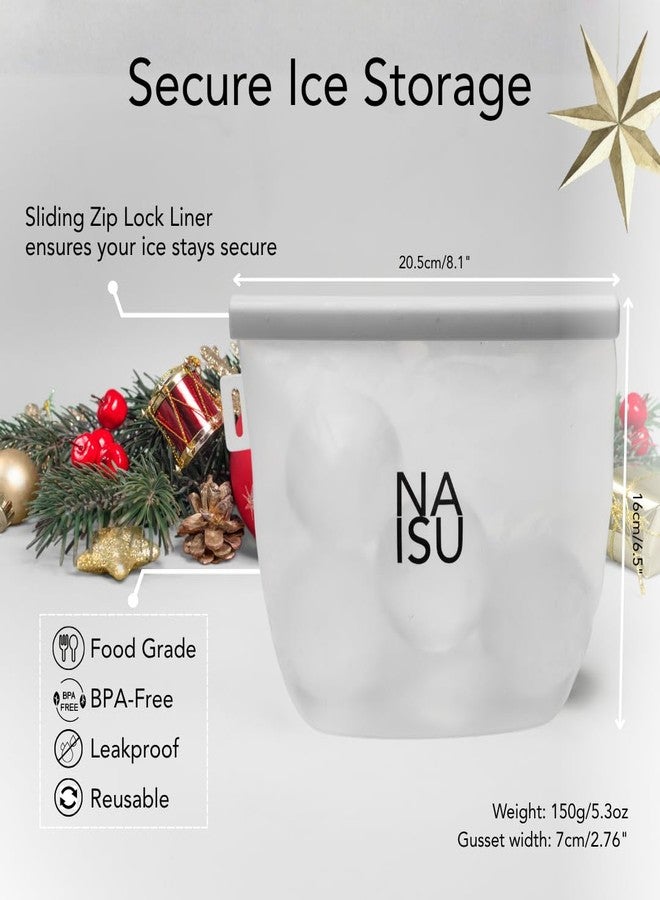 NAISU Clear Ice Silicone Storage Bag - Reusable Freezer Bag for Crystal-Clear Ice Balls & Cubes, Leakproof, Food-Grade, Ideal for Whiskey & Cocktails - Image 5