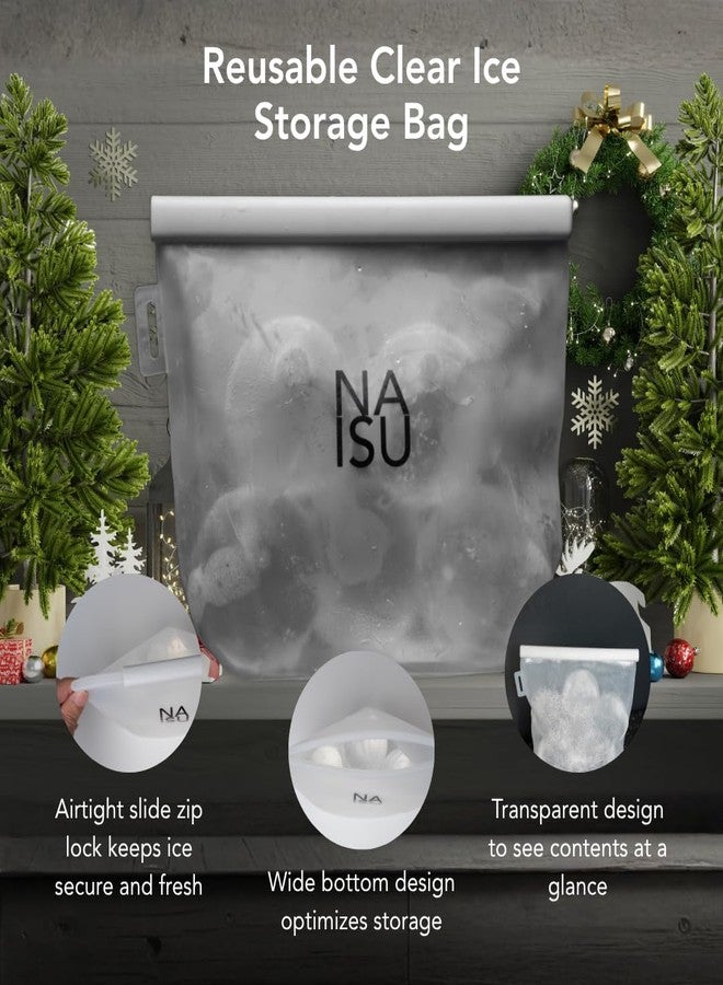 NAISU Clear Ice Silicone Storage Bag - Reusable Freezer Bag for Crystal-Clear Ice Balls & Cubes, Leakproof, Food-Grade, Ideal for Whiskey & Cocktails - Image 2