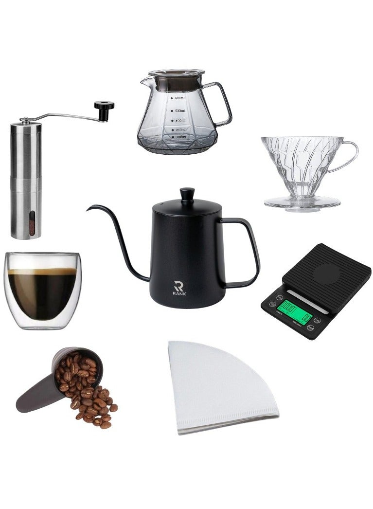 RANK 8-Pieces V60 Coffee Set Pour Over Drip Coffee Maker Set Specialized V60 Kit  - Image 1