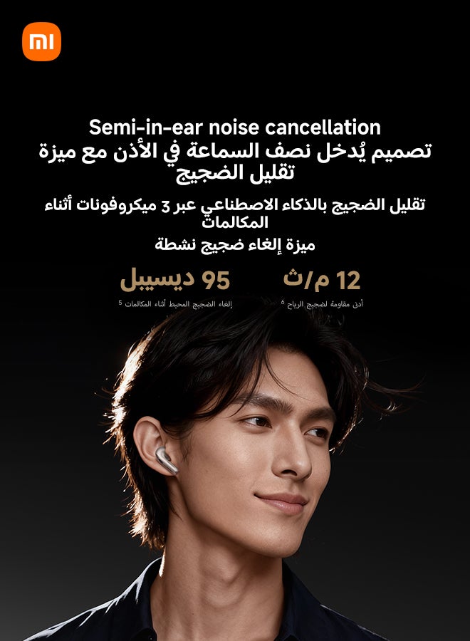 Xiaomi Buds 6, Bluetooth Earbuds Semi-in-ear, 11mm Triple-Magnet Gold-Plated Driver with Detailed Bass, Up to 35h Battery Life, Advanced Noise Cancellation, Bluetooth 5.4, IP54 Graphite Black - Image 5