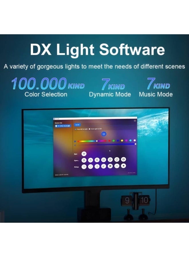 اكسبت العنوان: إضاءة PC SYNC الذكية - شريط RGB+IC تفاعلي خلف الشاشة لمزامنة الألوان والموسيقى - مقاس 34 بوصة - Image 3