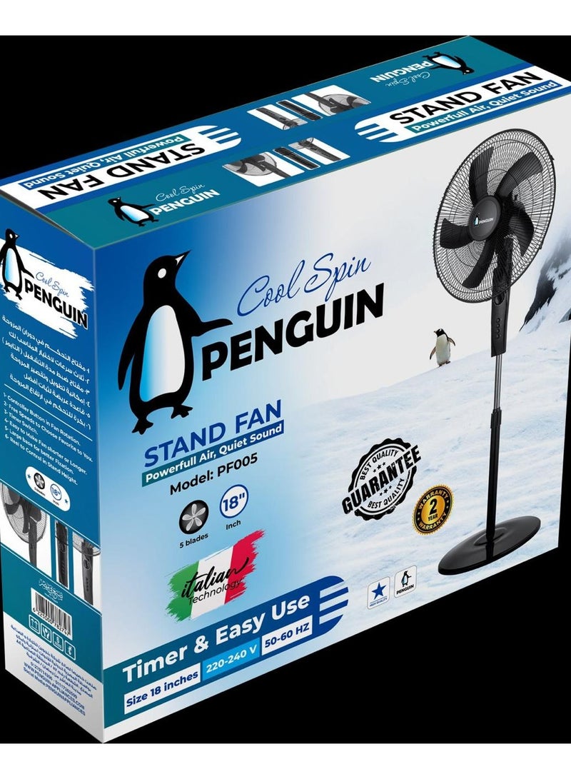 Penguin cool spin stand fan 5 blades 18 inch black 65 watt - Image 5