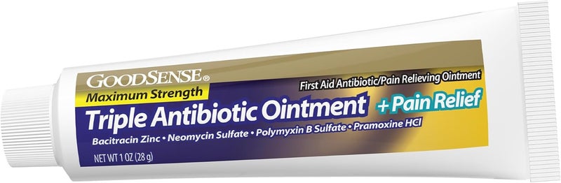 GoodSense Maximum Strength Triple Antibiotic Ointment plus Pain Relief  Soothes Painful Cuts Scrapes and Burns Prevents Infection First Aid Antibiotic External Analgesic 1 oz - Image 5