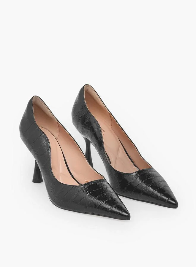 سيليست Women Textured Pointed Toe Stiletto Heel Pumps