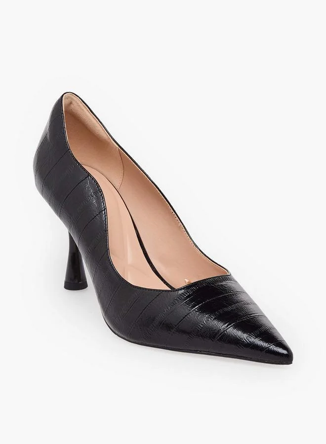 سيليست Women Textured Pointed Toe Stiletto Heel Pumps