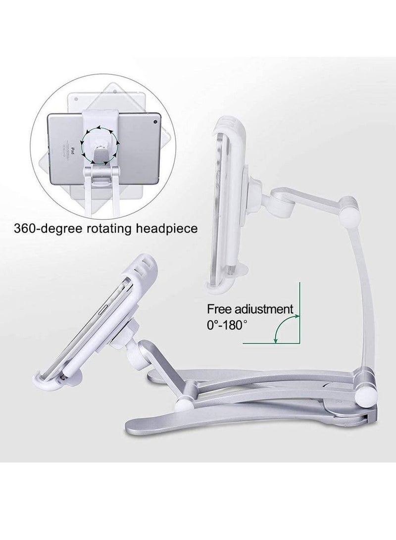 Kitchen Tablet Stand Wall Mount Adjustable, 2-in-1 Wall/Tabletop Desktop Recipe Holder for 4-11 Inch iPad Air Mini, iPhone 14 PRO Max XR X 6 7 8 Plus More Tablets (White) - Image 4