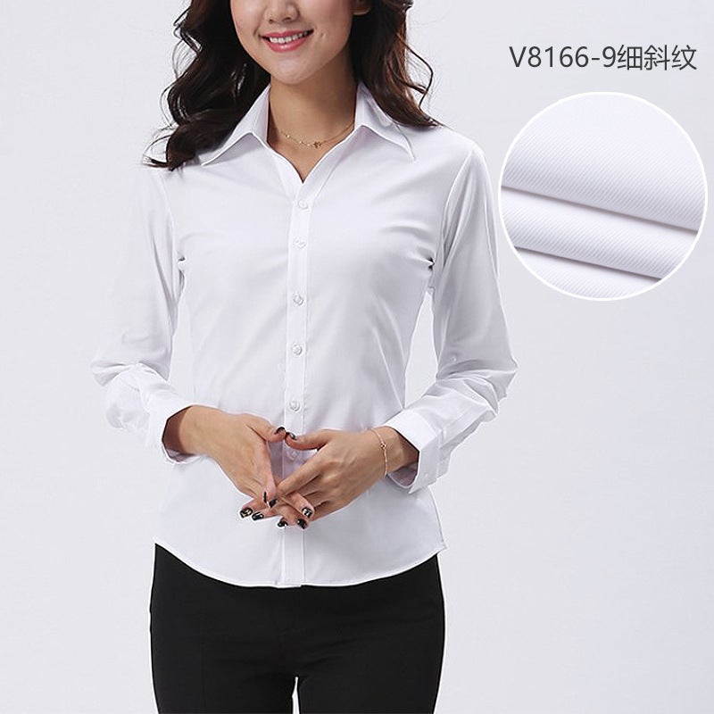 2024 White Shirt Mens Work Dress Business Casual Black Korean Fashion Professional Long Sleeve Thin Shirt Shirt Women long sleeve white fine twill 