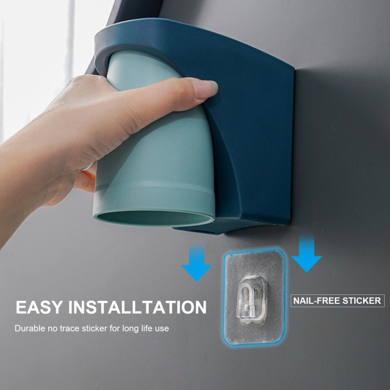 Nail-free Toothbrush Rack Magnetic Toothbrush Cup Wall Mounted Toothbrush Holder Organizer Toothbrush Toothpaste Storage Rack for Washroom Bathroom - Image 3
