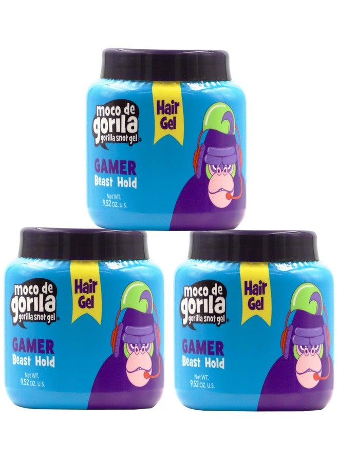 Moco de Gorila Gamer, Hair Styling Gel, Gives your Hairstyle a Long-Lasting Effect, Reactivate with Water, High Fixation, 3-Pack of 9.52 Oz Each, 3 Jars - Image 1