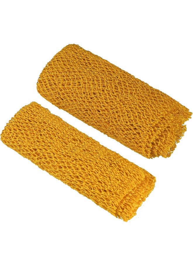 Patelai 2 Pieces African Net Bath Sponge African Exfoliating Long Body Scrubber Tight Weave Beauty Skin Smoother Tower Bath Cloth Porous Stretches Back Washcloths For Daily Use Or Stocking Stuffer (Yellow) - Image 1