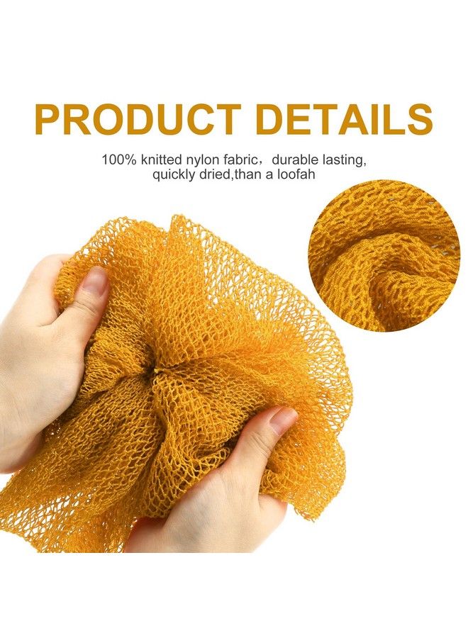 Patelai 2 Pieces African Net Bath Sponge African Exfoliating Long Body Scrubber Tight Weave Beauty Skin Smoother Tower Bath Cloth Porous Stretches Back Washcloths For Daily Use Or Stocking Stuffer (Yellow) - Image 4