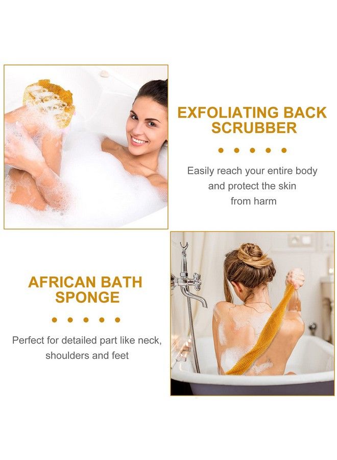 Patelai 2 Pieces African Net Bath Sponge African Exfoliating Long Body Scrubber Tight Weave Beauty Skin Smoother Tower Bath Cloth Porous Stretches Back Washcloths For Daily Use Or Stocking Stuffer (Yellow) - Image 5