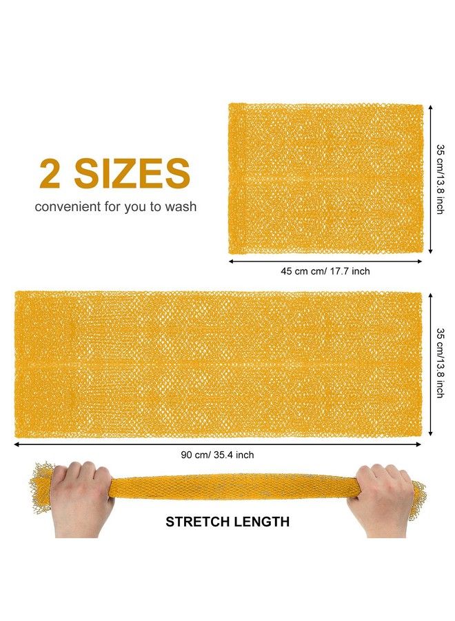 Patelai 2 Pieces African Net Bath Sponge African Exfoliating Long Body Scrubber Tight Weave Beauty Skin Smoother Tower Bath Cloth Porous Stretches Back Washcloths For Daily Use Or Stocking Stuffer (Yellow) - Image 3