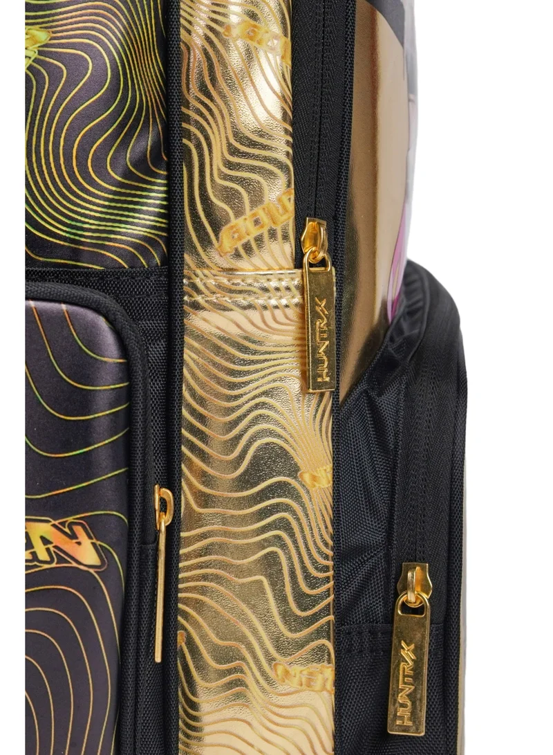 Netflix Gold & Black Netflix KPop Demon Hunters Regular Backpack 18" | Huntrix Golden School Backpack for Kids & Teens | Large Capacity K-Pop Inspired School Bag | Travel & Everyday Backpack for Women | Best Price UAE