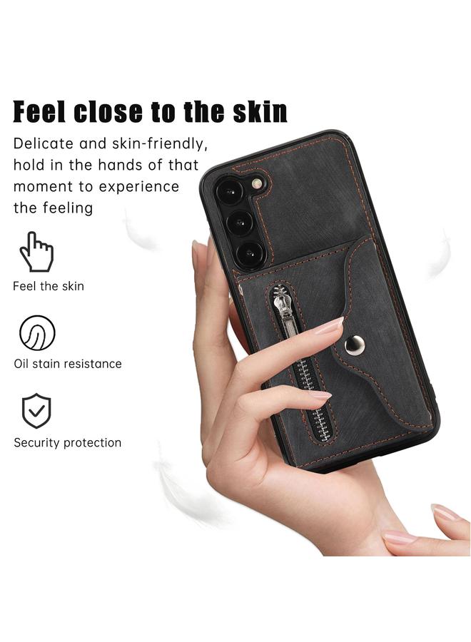 S-TOP Case For Samsung Galaxy S23 5G Zipper RFID Card Slots Phone Case with Short Lanyard - Image 2