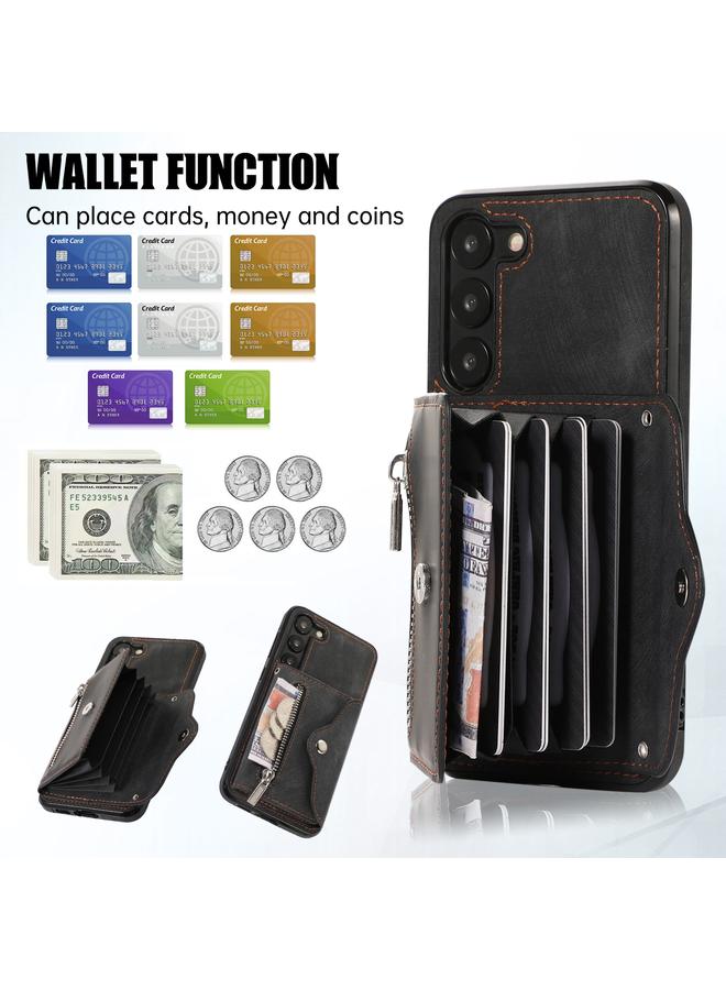 S-TOP Case For Samsung Galaxy S23 5G Zipper RFID Card Slots Phone Case with Short Lanyard - Image 4