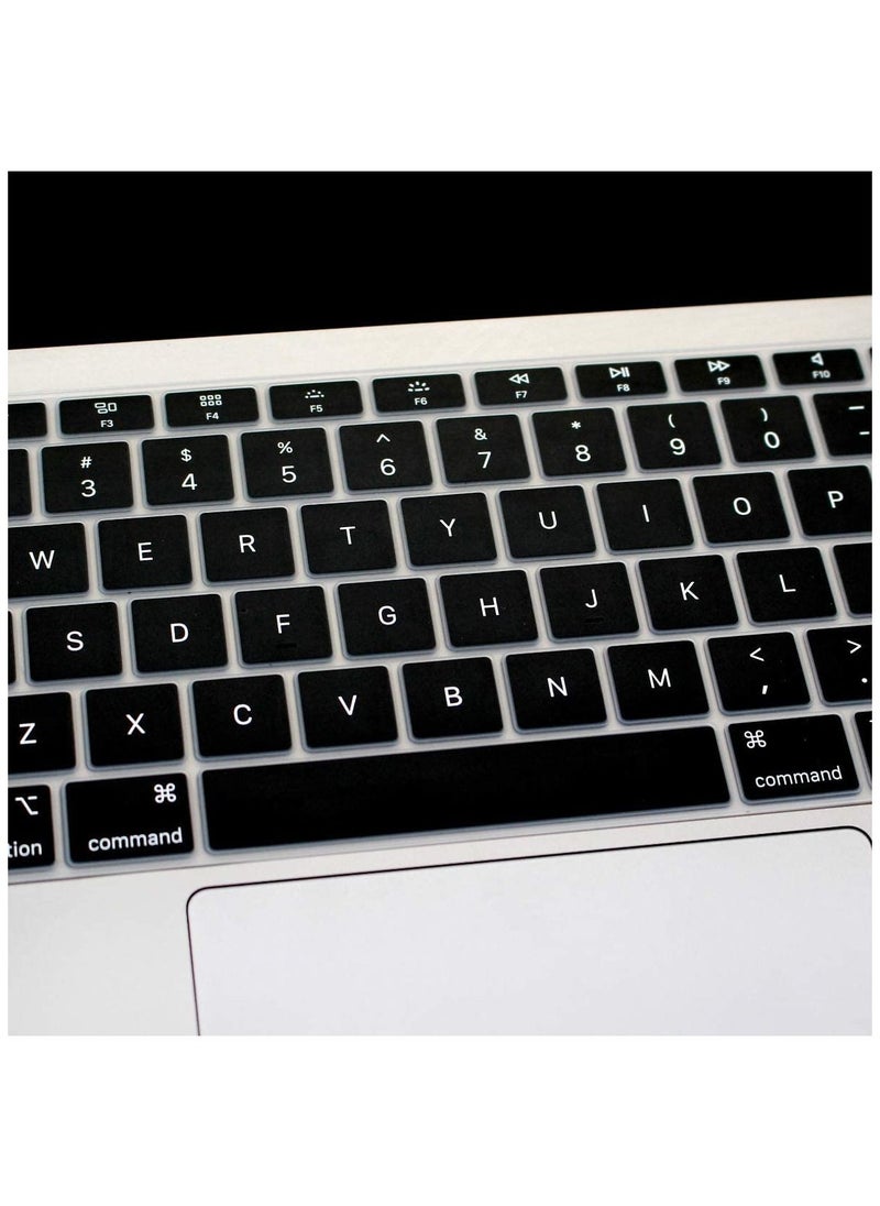AMM - Ultra Thin TPU Keyboard Cover for MacBook Air 13 Inch 2020 New Model: A2337,A2179, UK Layout Touch ID Keyboard Protector Protective Skin NOT FIT for 2018-2019 Version, Black - Image 1