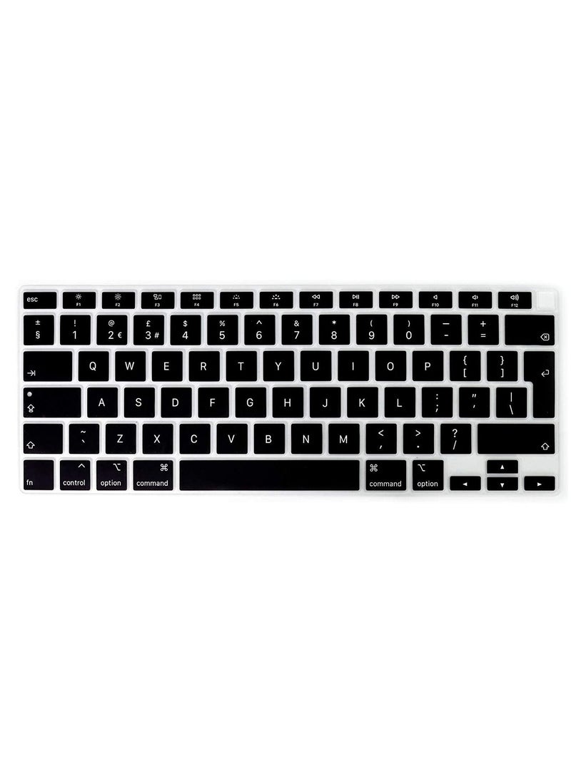 AMM - Ultra Thin TPU Keyboard Cover for MacBook Air 13 Inch 2020 New Model: A2337,A2179, UK Layout Touch ID Keyboard Protector Protective Skin NOT FIT for 2018-2019 Version, Black - Image 1