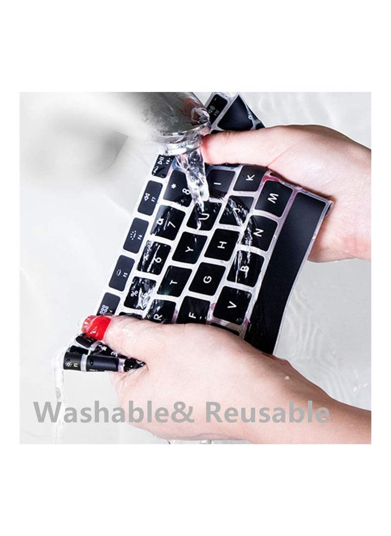 AMM - Ultra Thin TPU Keyboard Cover for MacBook Air 13 Inch 2020 New Model: A2337,A2179, UK Layout Touch ID Keyboard Protector Protective Skin NOT FIT for 2018-2019 Version, Black - Image 1