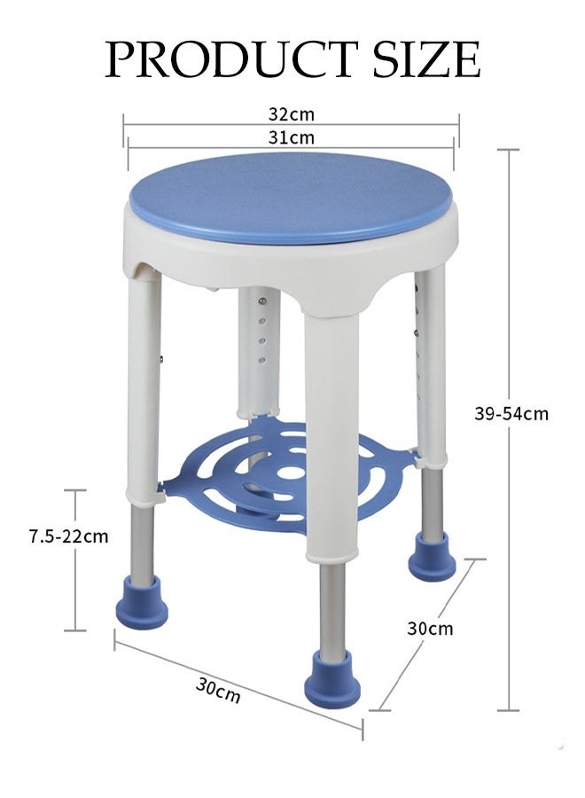DUNISO Rotating Shower Chair，360 Degree Rotating Shower Seat Bench,With Storage Rack，Rust Proof And Anti Slip, Safe And Stable，Height Adjustable，Suitable For Elderly, Disabled, Pregnant Women  - Image 2