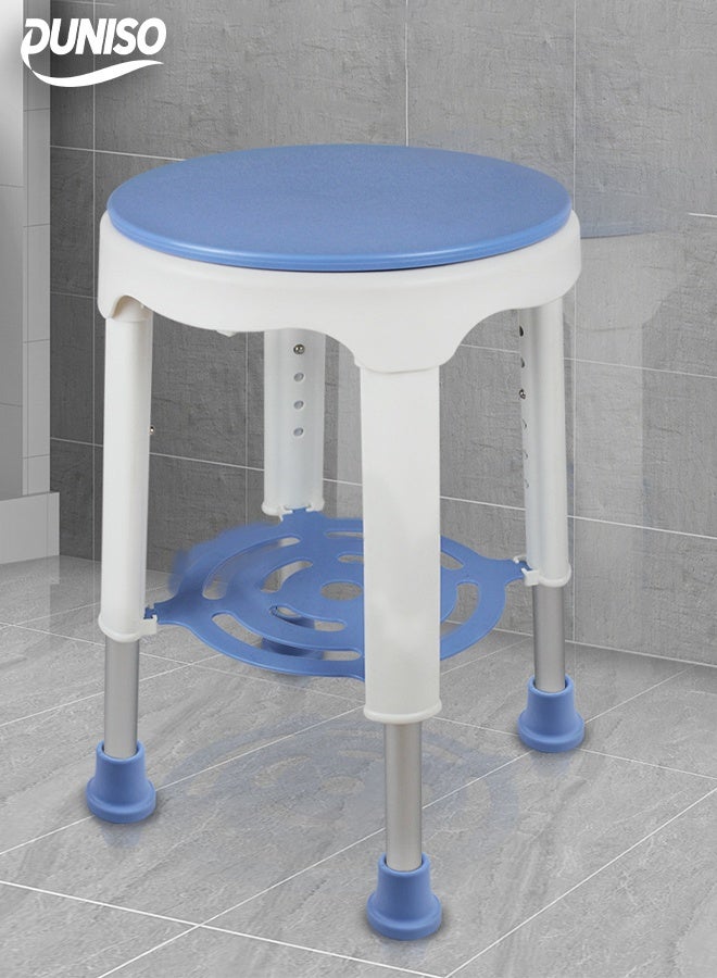 DUNISO Rotating Shower Chair，360 Degree Rotating Shower Seat Bench,With Storage Rack，Rust Proof And Anti Slip, Safe And Stable，Height Adjustable，Suitable For Elderly, Disabled, Pregnant Women  - Image 1