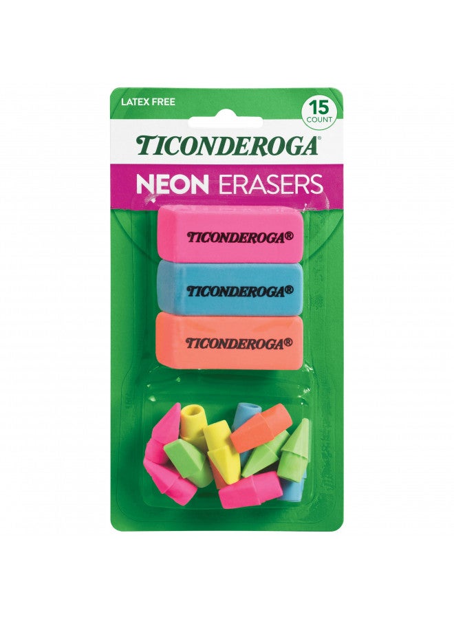 Ticonderoga Dixon Ticonderoga Office & School Eraser Combination Set, 15 Eraser Multi-Pack, Multicolored (38931) - Image 1