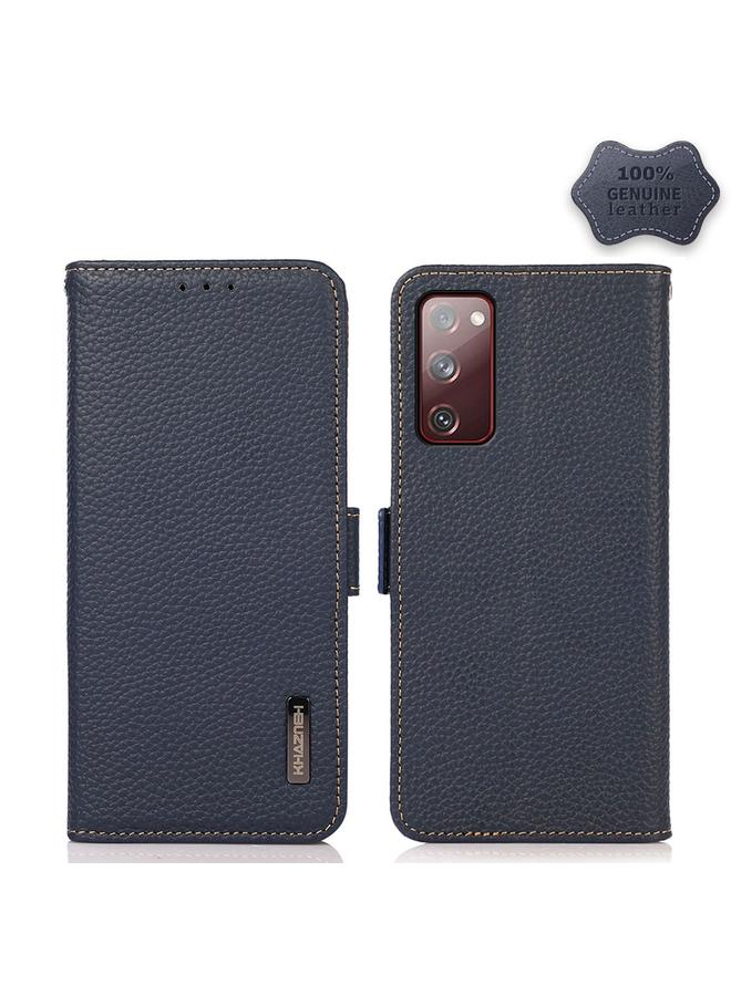 S-TOP Case For Samsung Galaxy S20 FE KHAZNEH Side-Magnetic Litchi Genuine Leather RFID Phone Case - Image 1