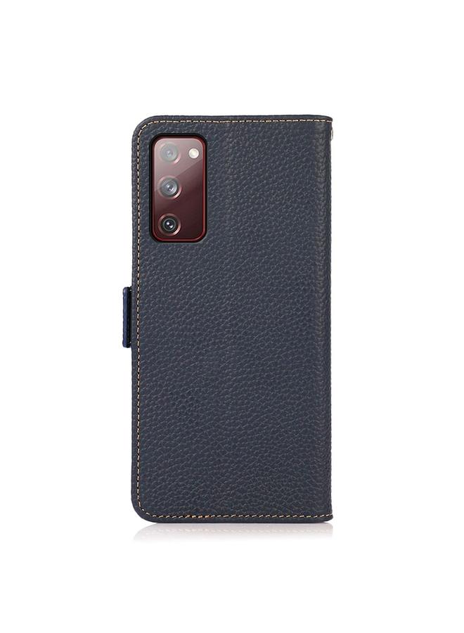 S-TOP Case For Samsung Galaxy S20 FE KHAZNEH Side-Magnetic Litchi Genuine Leather RFID Phone Case - Image 3