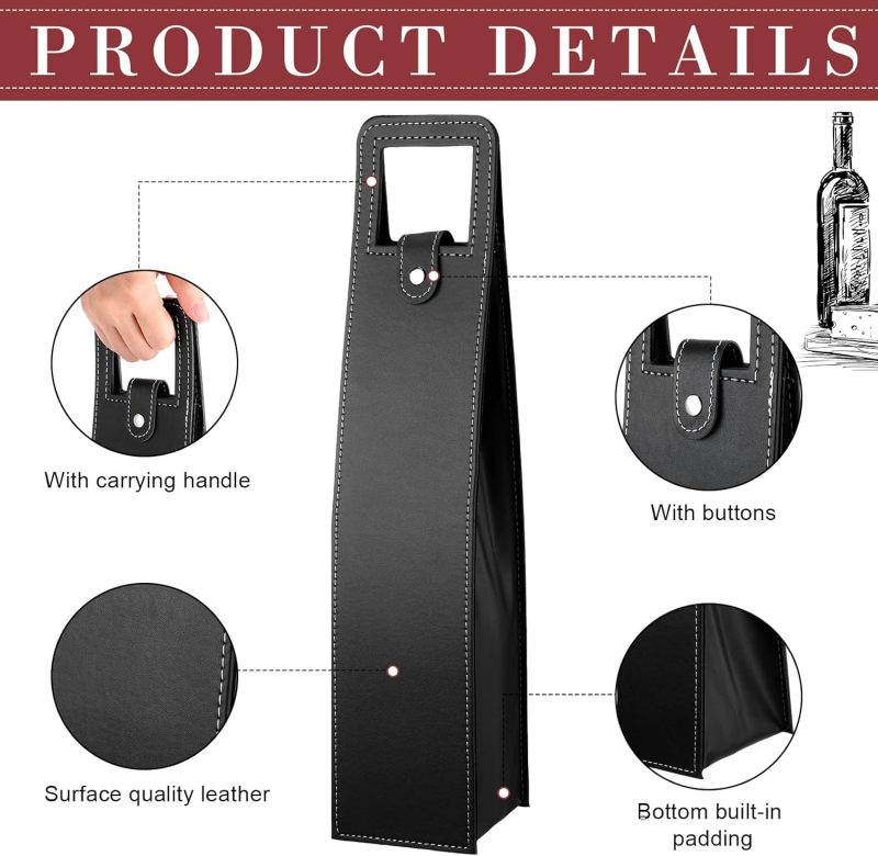 Leather Wine Gift Bag Reusable Wine Bottle Carrier - Durable Bottle Protector For Party Gifts - Image 3