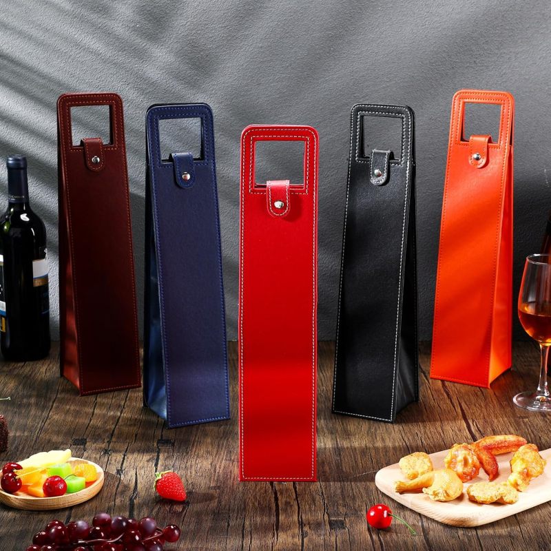 Leather Wine Gift Bag Reusable Wine Bottle Carrier - Durable Bottle Protector For Party Gifts - Image 4