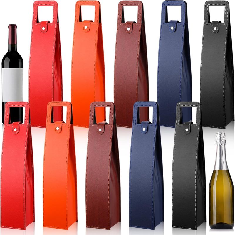 Leather Wine Gift Bag Reusable Wine Bottle Carrier - Durable Bottle Protector For Party Gifts - Image 1