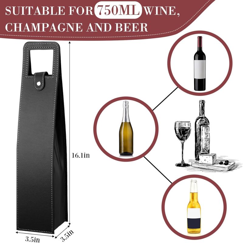 Leather Wine Gift Bag Reusable Wine Bottle Carrier - Durable Bottle Protector For Party Gifts - Image 2