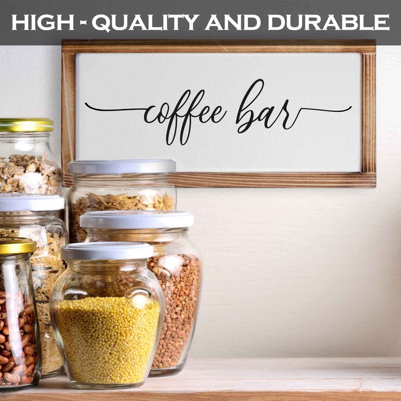 MAINEVENT Coffee Bar Sign Decor 8x17 Inch, Coffee Sign Decor, Wooden Kitchen Wall Art - Image 5