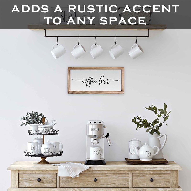 MAINEVENT Coffee Bar Sign Decor 8x17 Inch, Coffee Sign Decor, Wooden Kitchen Wall Art - Image 2