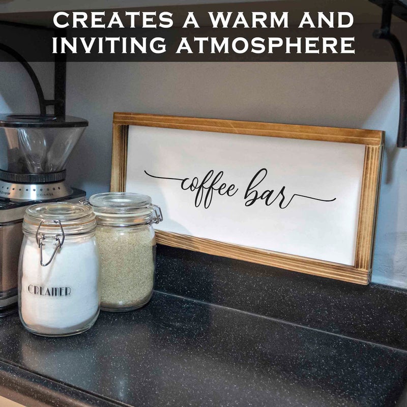 MAINEVENT Coffee Bar Sign Decor 8x17 Inch, Coffee Sign Decor, Wooden Kitchen Wall Art - Image 4