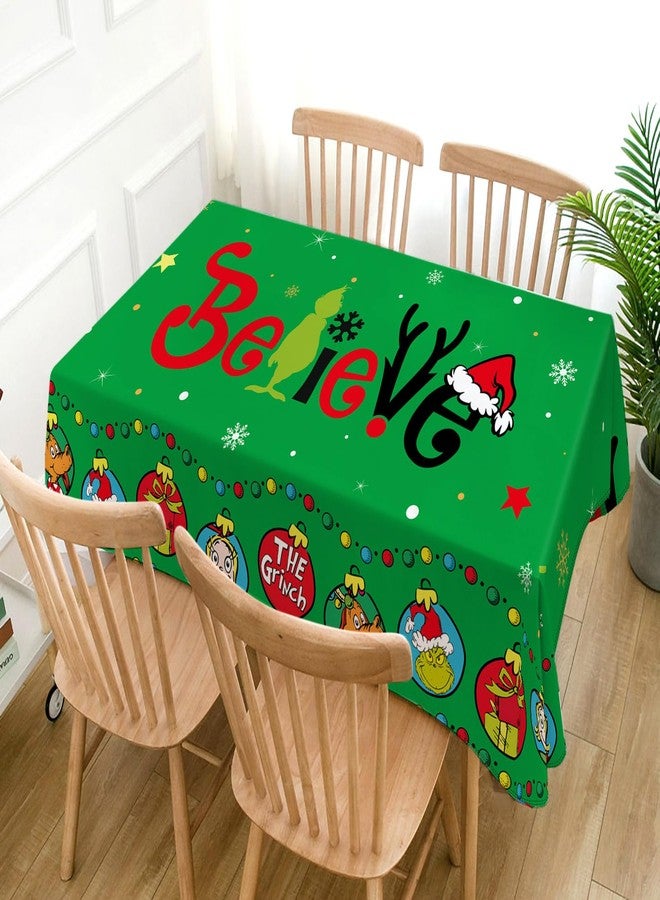 Hafangry Green Christmas Tablecloth Winter Believe Birthday Party Decoration Rectangular Holiday Kitchen Dining Room Decor (60" x 84") - Image 2