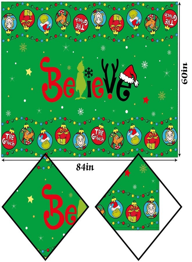 Hafangry Green Christmas Tablecloth Winter Believe Birthday Party Decoration Rectangular Holiday Kitchen Dining Room Decor (60" x 84") - Image 3
