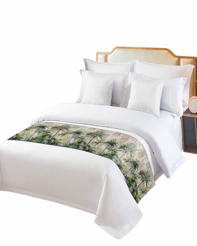 King Size Bed Runner 94x20 Inches Tropical Leaves Botanical Bed Throw Sofa Scarf Protector - Image 2