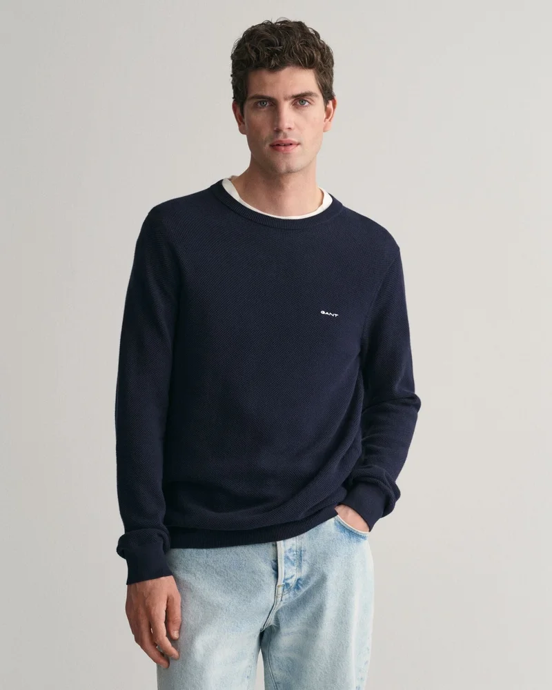 GANT  Gant Cotton Piqué Crew Neck Sweater for Men | Best Price UAE