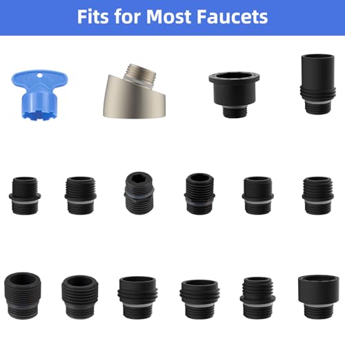 iFealClear Universal Pull Down Kitchen Faucet Head Replacement, 3 Function Anti-Splashing Faucet Head for Kitchen Sink, Kitchen Faucet Head Replacement Female Thread with 15 Adapters, Brushed Nickel - Image 3