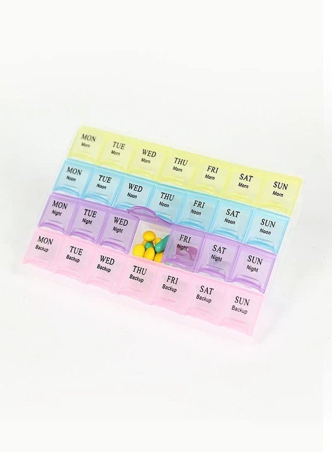Dwarakesh Enterprises Compact Portable 4-Row Pill Organizer - 7-Day Medicine Planner with 4 Times a Day Color-Coded Compartments, Weekly Pill Organizer, Pack of 1 (28 Slots Total) - Image 2