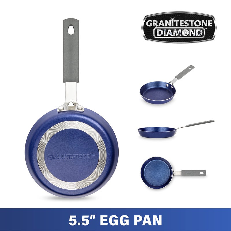 Granitestone Granitestone Blue Mini Nonstick Egg Pan & Omelet Pan – 5.5” Single Serve Egg Nonstick/Skillet, Diamond Infused, Small Frying Designed for Eggs Pancakes, Non Toxic, Dishwasher Safe - Image 3