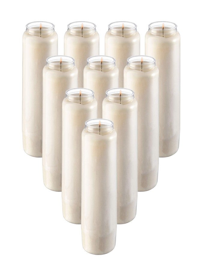 Rambue 9 Day Prayer Candles, 9 Pack - 7” White Memorial Candle for Shiva, Religious Ceremony, Party, Emergency Candles - Long Burning Vegetable Wax in Plastic Jars - Image 1