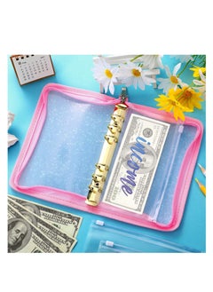 Y&D A6 Size 13 PCS Rainbow Soft PVC Notebook Cover Binder Budget Envelopes System Planner Organizer 6-Ring with Zipper Pockets Folder (Glitter Pink)  - Image 5