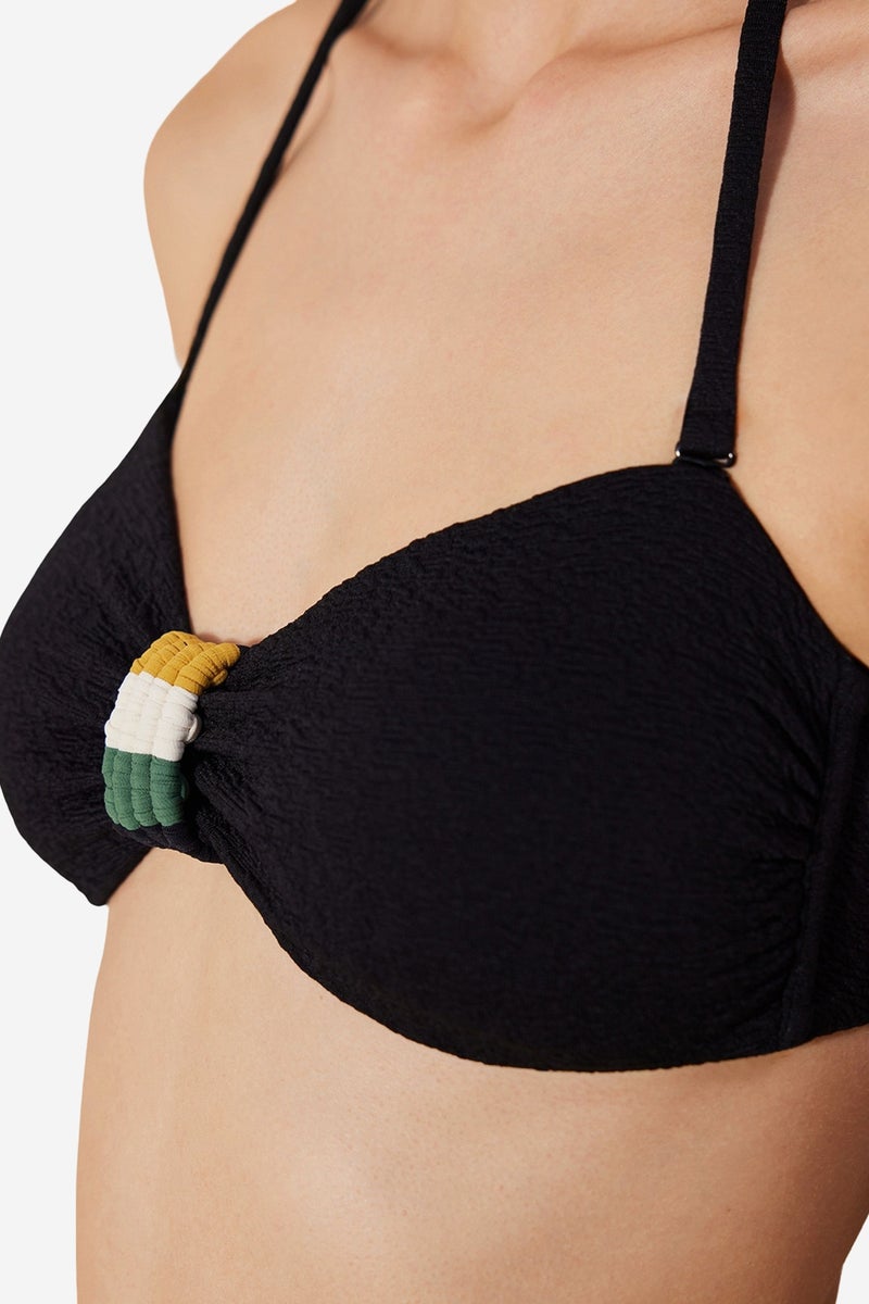 PENTI Arlo Strapless Textured And Macrame Bikini Top - Image 4