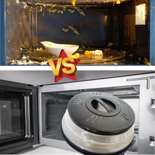 XGHJ Microwave Splatter Cover Vented for Food, Microwave Plate Cover Splatter Guard & Colander, Fruit Vegetables Drainer with Hook Hole, Dishwasher-Safe,BPA-Free Silicone & Plastic (Black) - Image 3