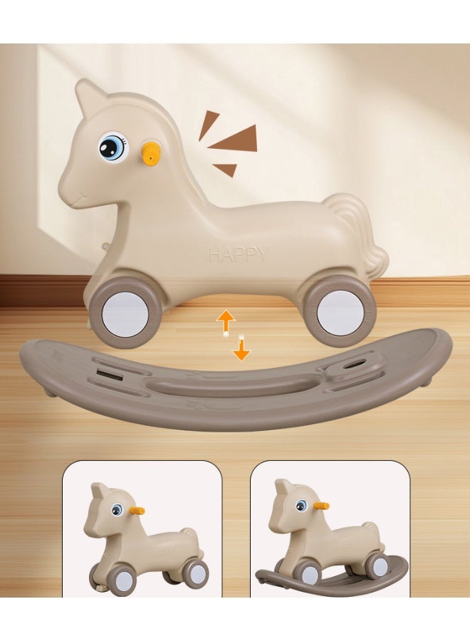 CityRiya-Long Baby Rocking Horse, Toddler Balance Bike, Baby Toys Ride Racer for 1-3 Years, 2 in 1 Kids Ride on Toys for Boys & Girls Child, Infant Push Bicycle Training Walker (White)  - Image 4