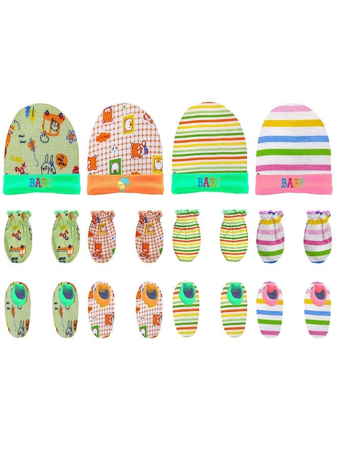 obbi Baby Hosiery Cap Booty and Mitten Set for Infants Combo Pack (Multicolor (Pack of 4), 0-3 Months) Design May Vary - Image 2