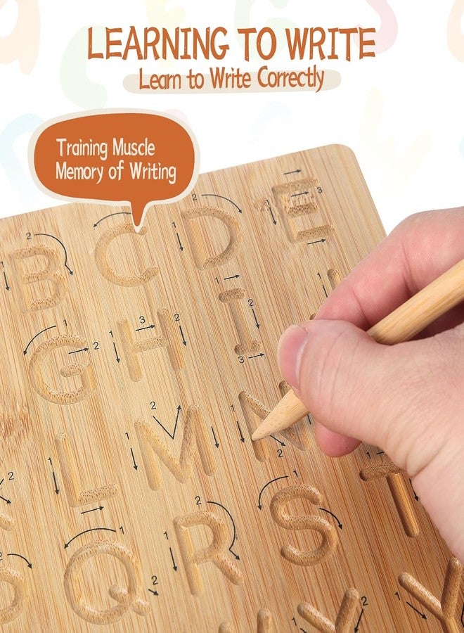 Asweets Montessori Wooden Alphabet Tracing Board, Wood Letter Practicing Board,Double-Sided Boards for Toddlers and Preschool Gifts for Kids(1 Piece) - Image 4