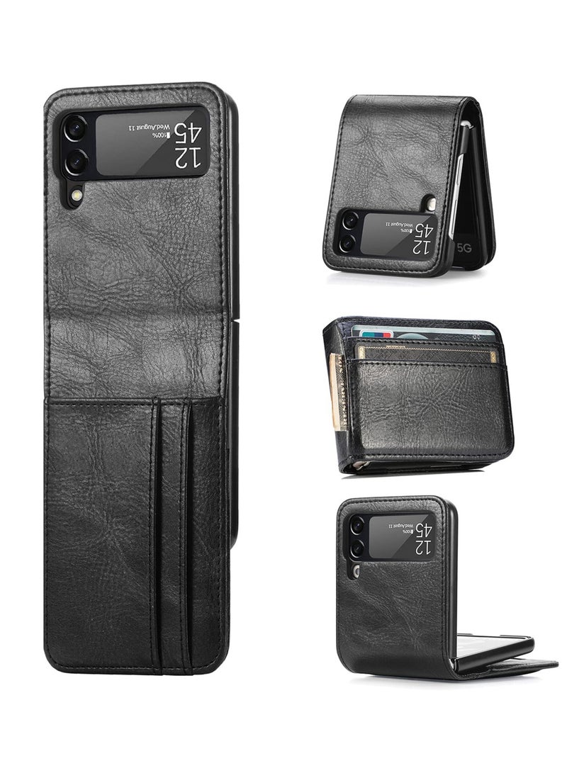 SYOSI Compatible with Samsung Galaxy Z Flip 3 Case, Business Style Premium Leather Galaxy Z Flip 3 Wallet Case with Card Holders for Women Men Protective Phone Case for Samsung Galaxy Z Flip 3 5G 2021 - Image 1